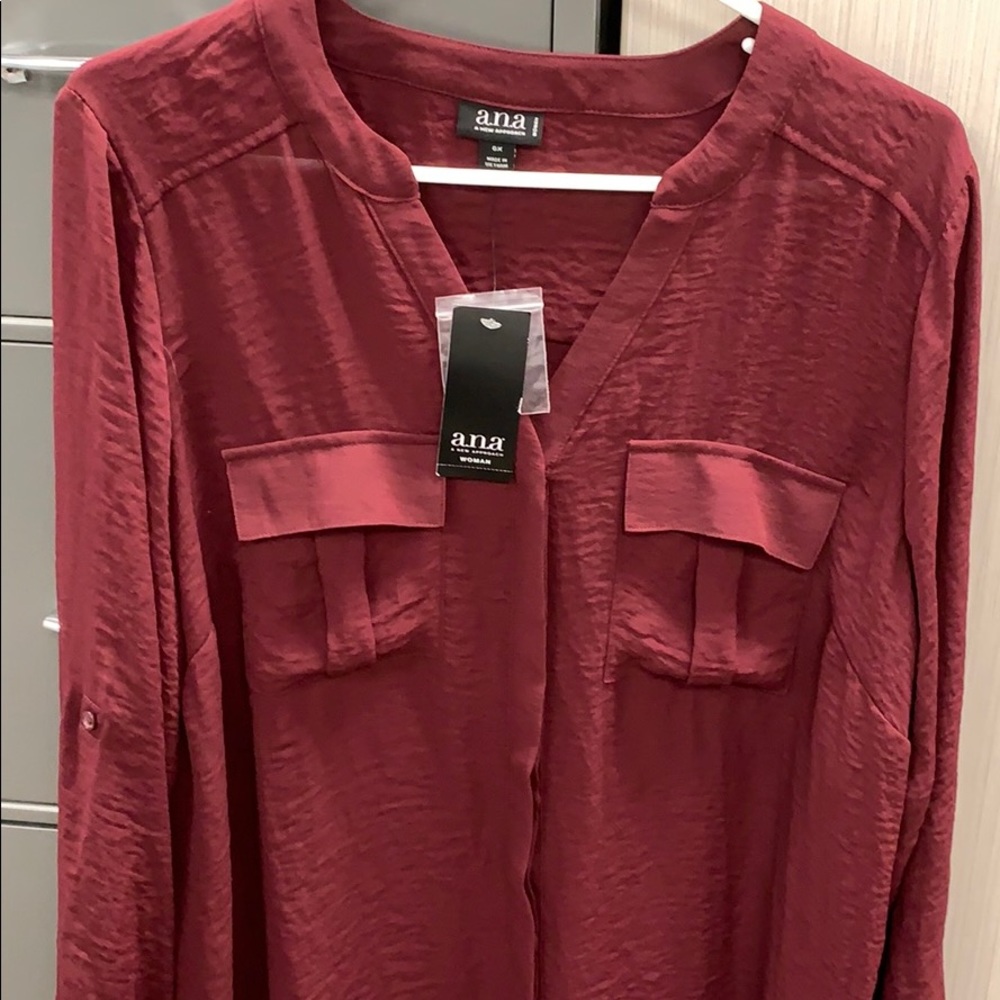 Burgundy long sleeve blouse